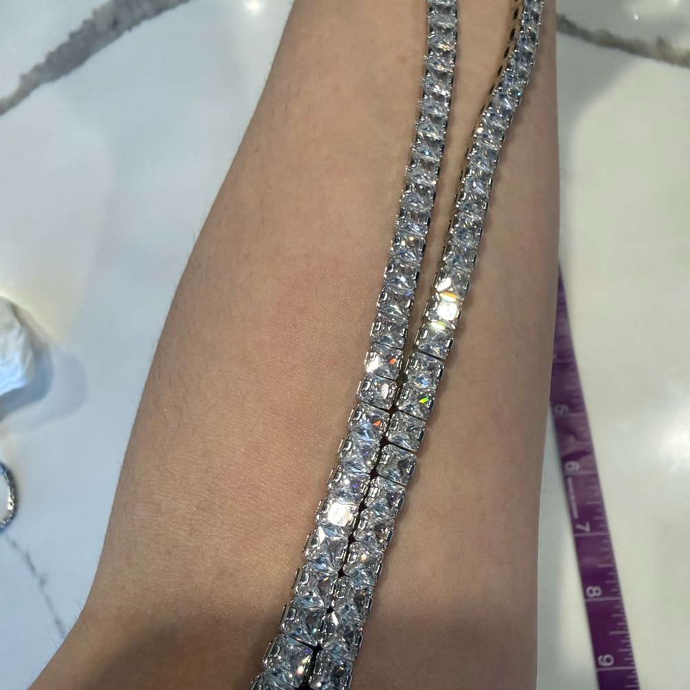 Silver Crystal Tennis Necklace - Women Jewelry